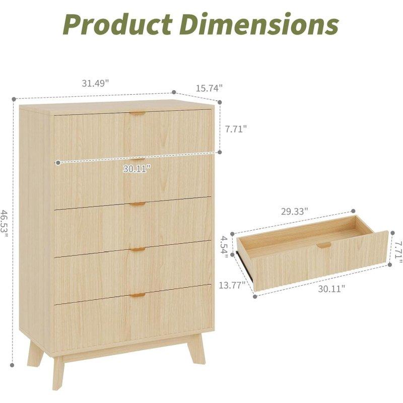 Doğal MDF Yivli Metal Kulplu Şifonyer - 301440