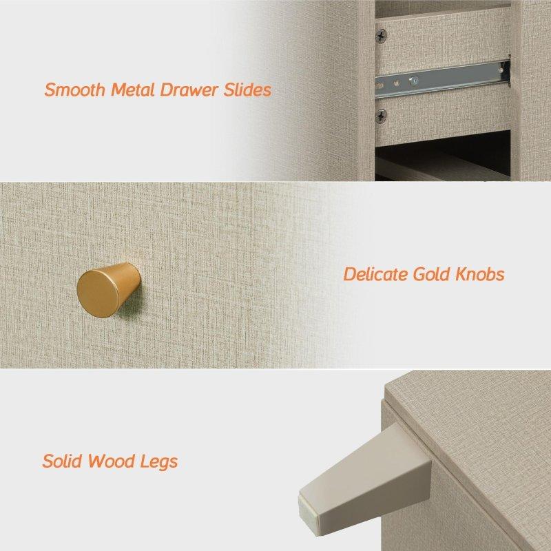 Doğal Meşe 6 Çekmeceli Gold Kulplu Şifonyer - 120 cm - 305388