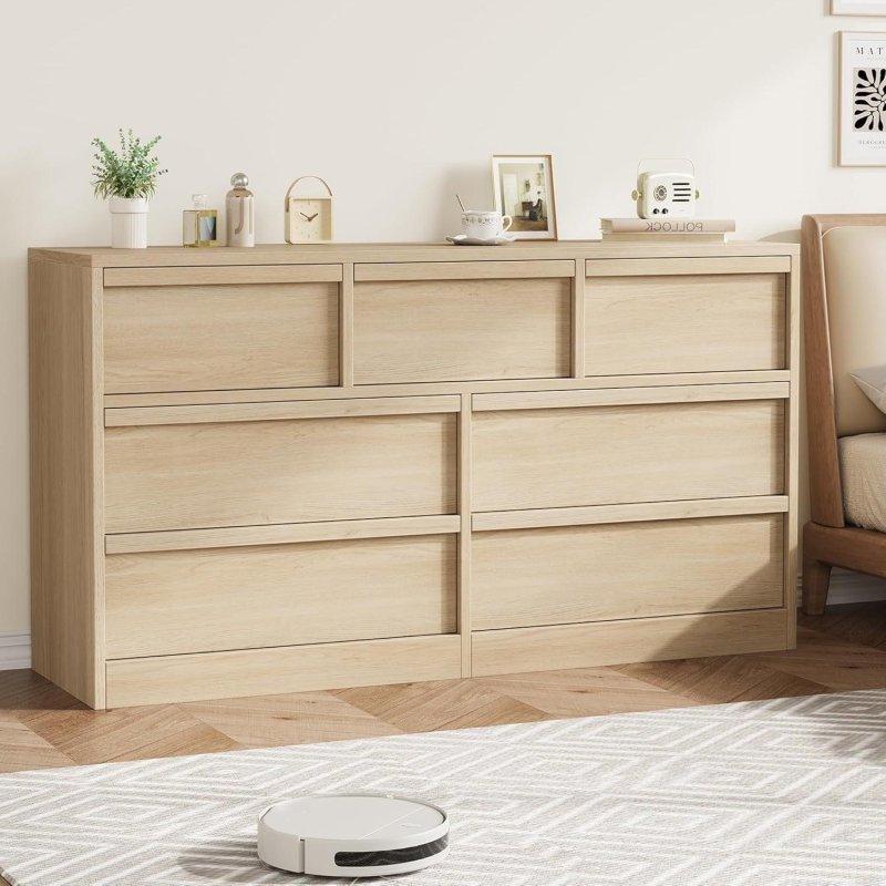 Doğal Meşe 7 Çekmeceli Yatay Şifonyer - 138 cm - 298908