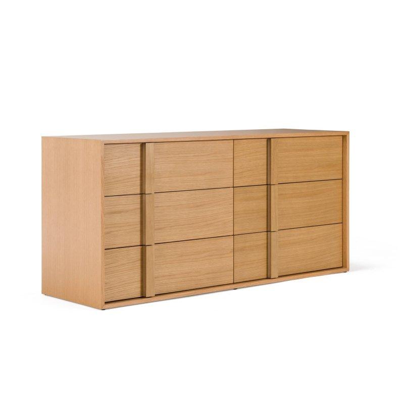Doğal Meşe Kaplama 6 Çekmeceli Dahili Ahşap Kulplu Şifonyer - 166x77x51 cm - 304951