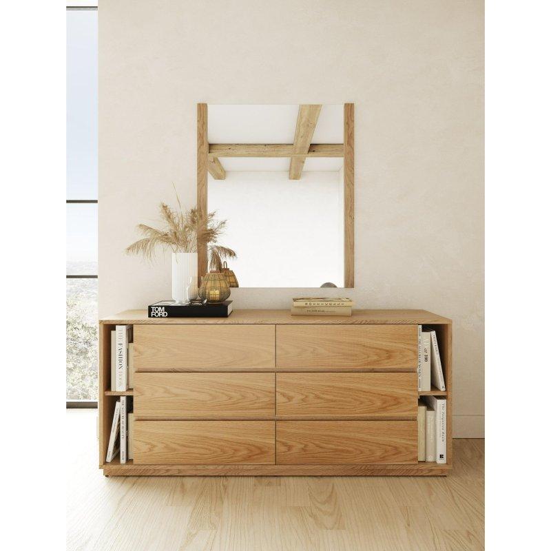 Doğal Meşe Kaplama 6 Çekmeceli Dahili Raflı Modern Şifonyer - 161 cm - 304988 Doğal Meşe Kaplama 6 Çekmeceli Dahili Raflı Modern Şifonyer - 161 cm - 304988