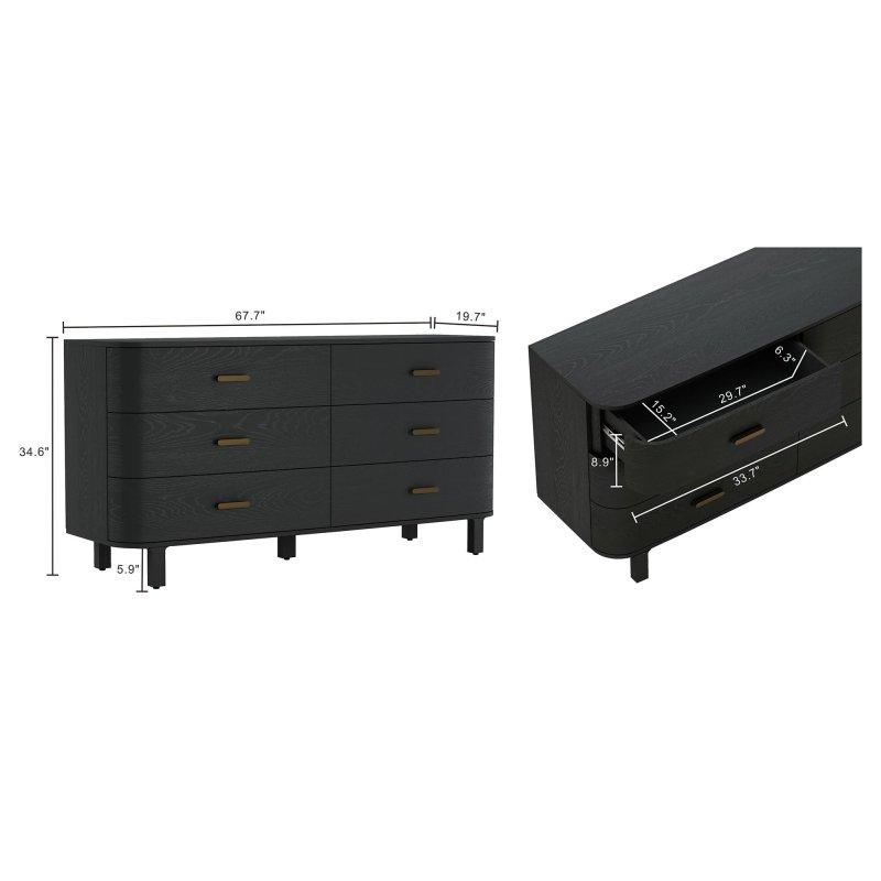 Doğal Meşe Masif Ahşap 6 Çekmeceli Şifonyer - 172 cm - 310642