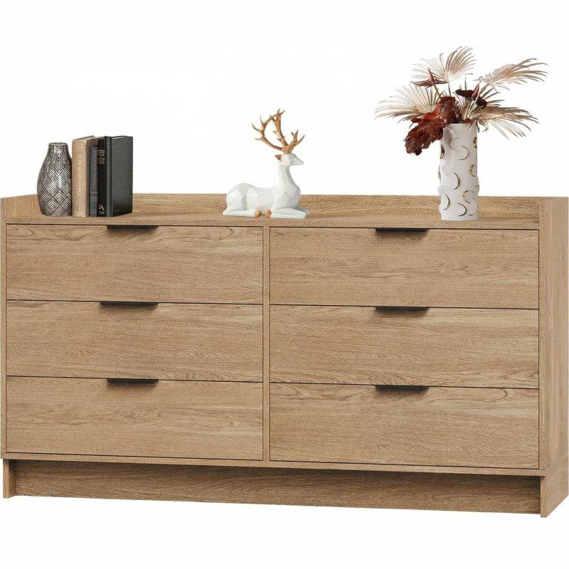 Doğal Meşe MDF 6 Çekmeceli Yatay Şifonyer - 119x80x40 cm - 305300