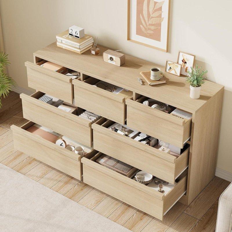 Doğal Meşe MDF 7 Çekmeceli Geniş Şifonyer - 138 cm - 301381