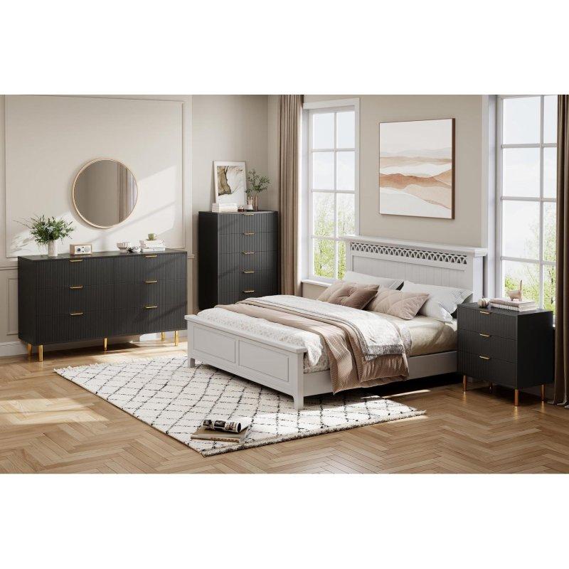 Doğal Meşe MDF Dikey Çizgili 5 Çekmeceli Şifonyer - 122x46x75 cm - 307750