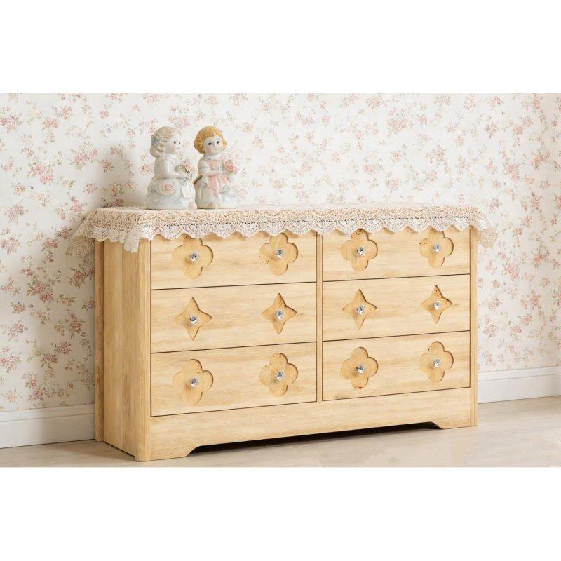 Doğal Meşe MDF Yivli 6 Çekmeceli Şifonyer - 121 cm - 296652