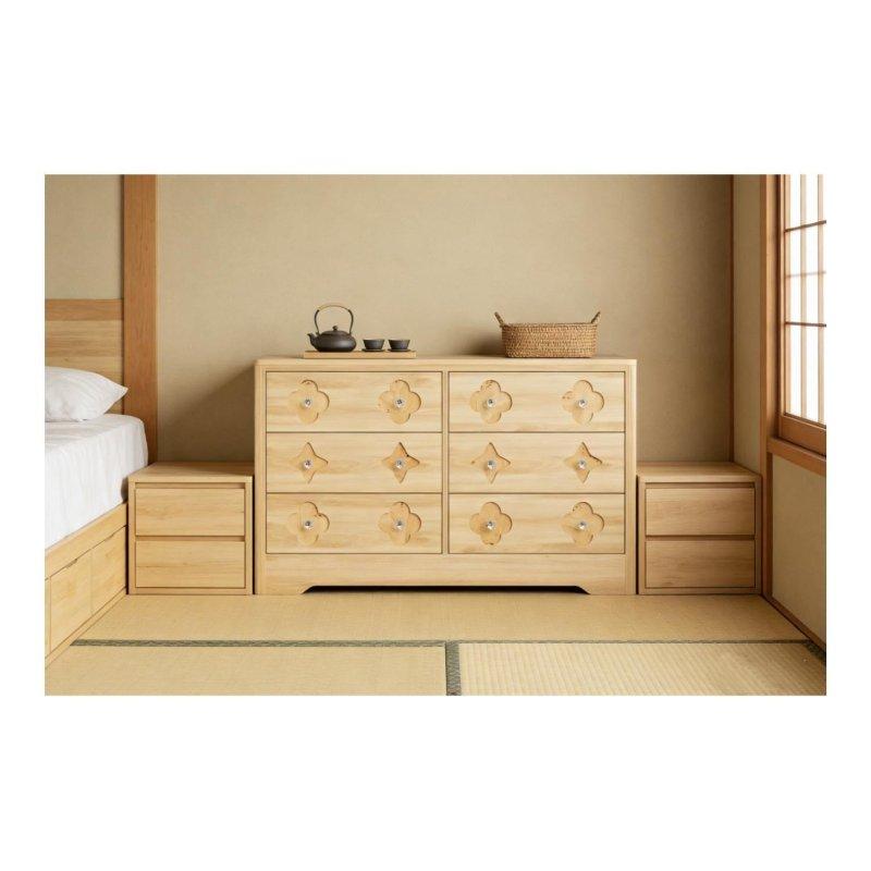 Doğal Meşe MDF Yivli 6 Çekmeceli Şifonyer - 121 cm - 296652