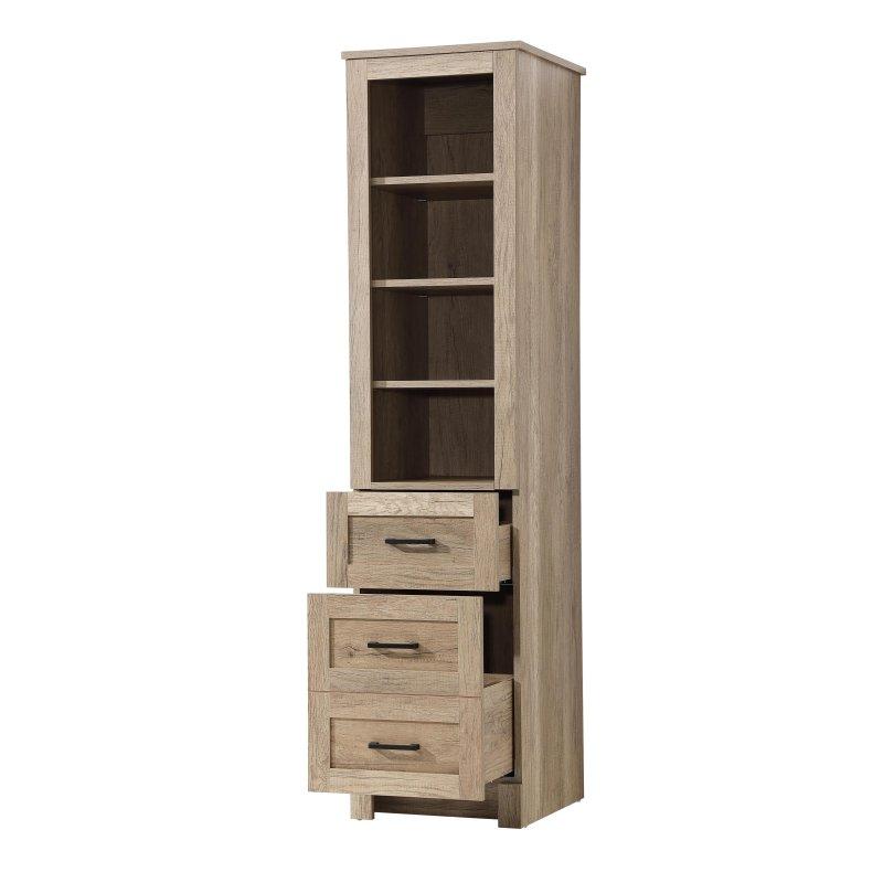 Doğal Meşe ve Beyaz Masif Ahşap ve MDF Ayarlanabilir Raflı Çok Amaçlı Banyo Dolabı - 166 cm - 333898