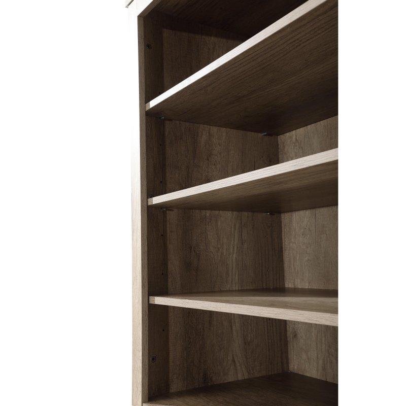 Doğal Meşe ve Beyaz Masif Ahşap ve MDF Ayarlanabilir Raflı Çok Amaçlı Banyo Dolabı - 166 cm - 333898