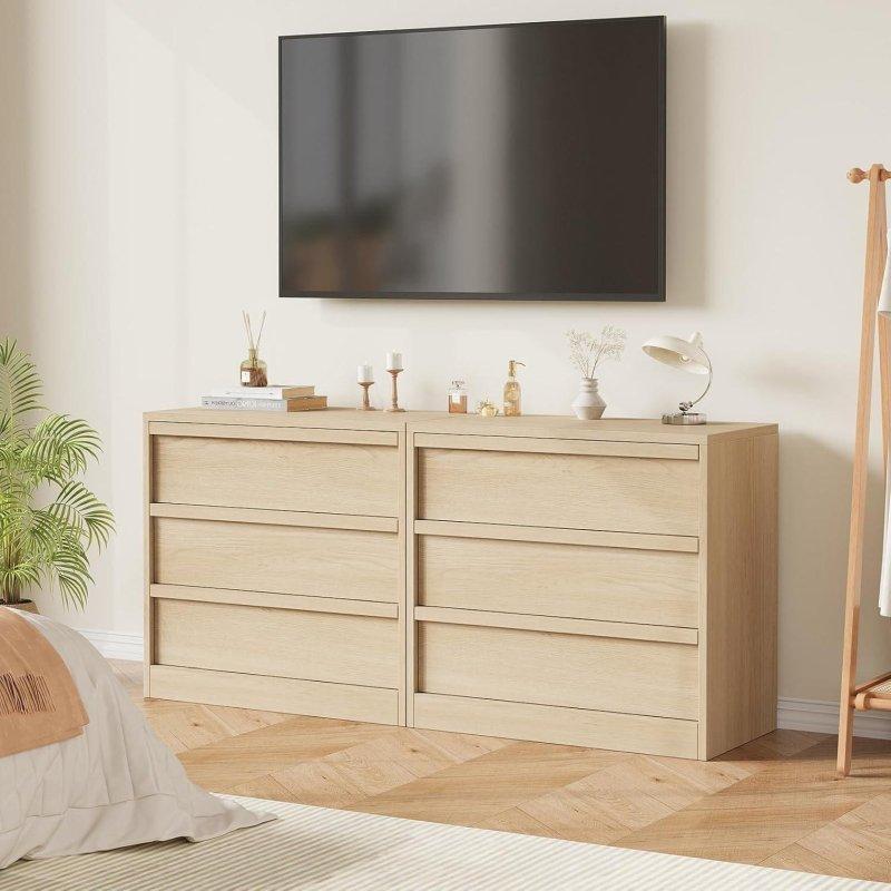 Doğal Meşe ve Beyaz MDF 3 Çekmeceli Modern Şifonyer - 75x40x78 cm - 303718