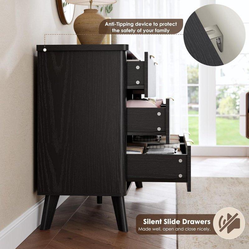 Doğal Meşe Yivli Suni Mermer Tablalı 6 Çekmeceli Şifonyer - 120 cm - 306520
