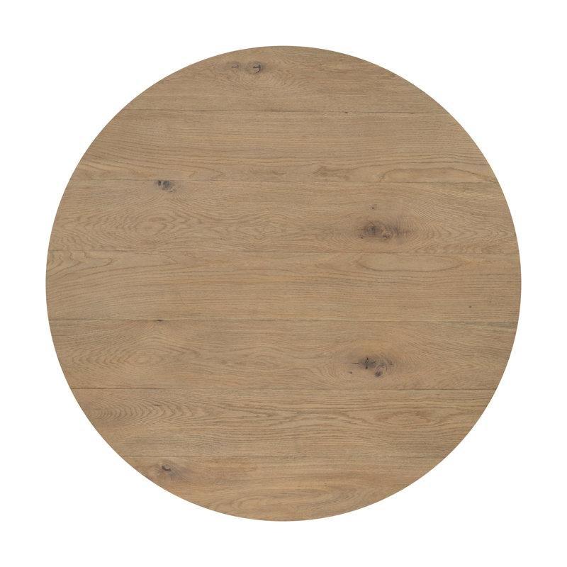 Doğal Peroba Masif Ahşap Tambur Tasarım Yuvarlak Orta Sehpa - 122 cm - 243788