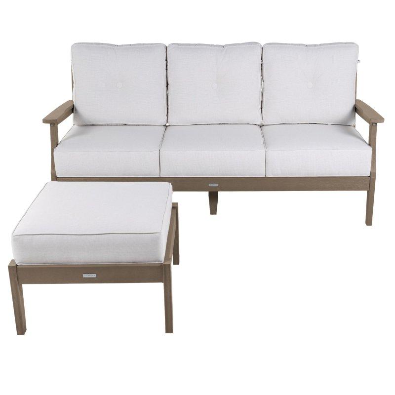 Doğal Poli-kereste Sunbrella Kumaş Derin Oturumlu 2 Parça Bahçe Takımı - 272053