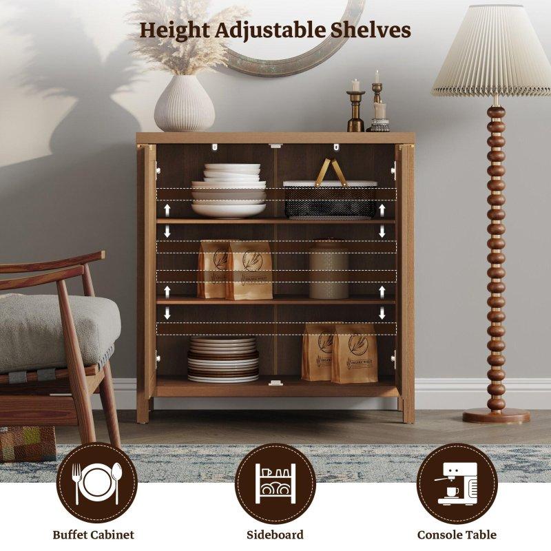 Doğal Rattan Ayarlanabilir Raflı Bohem Konsol - 88 cm - 325364