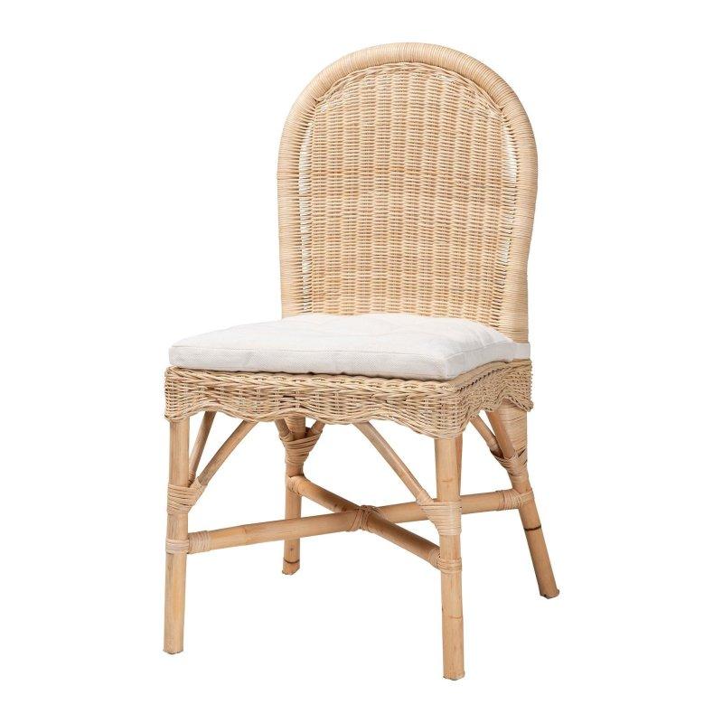 Doğal Rattan Çıkarılabilir Minderli Çapraz Ayaklı Rattan Sandalye - 50x59x89 cm - 252857