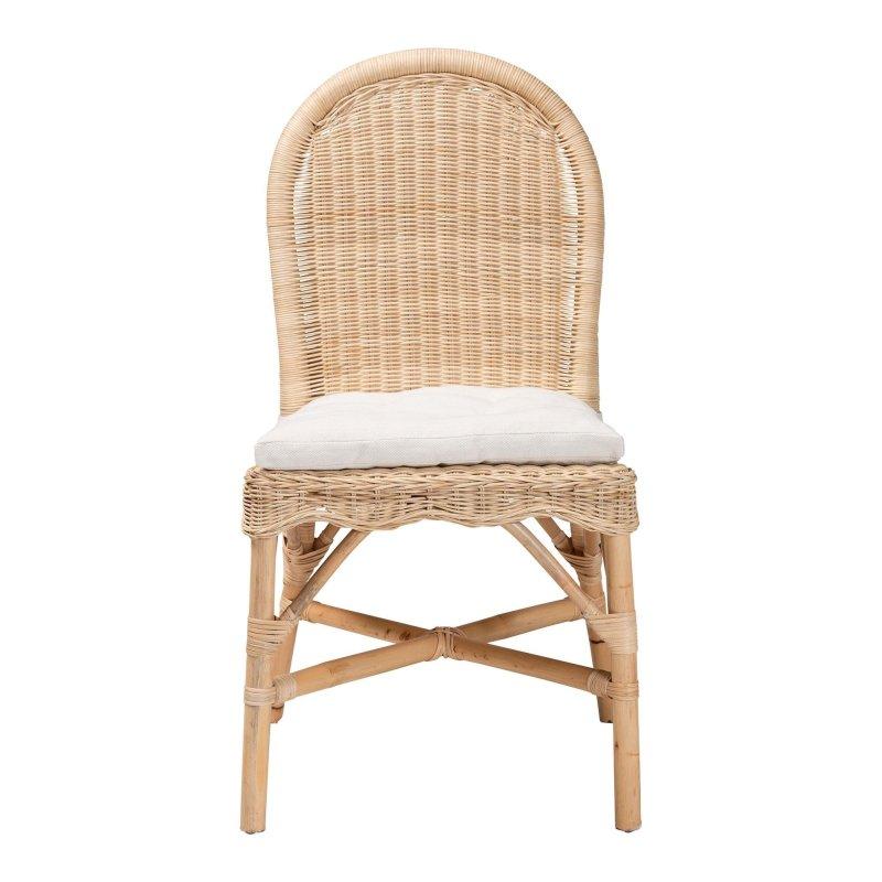 Doğal Rattan Çıkarılabilir Minderli Çapraz Ayaklı Rattan Sandalye - 50x59x89 cm - 252857