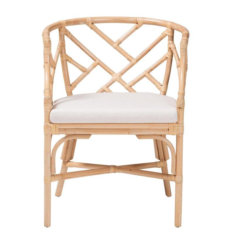 Doğal Rattan El Örgüsü Chippendale Tasarım Rattan Sandalye - 64x68x83 cm - 252996