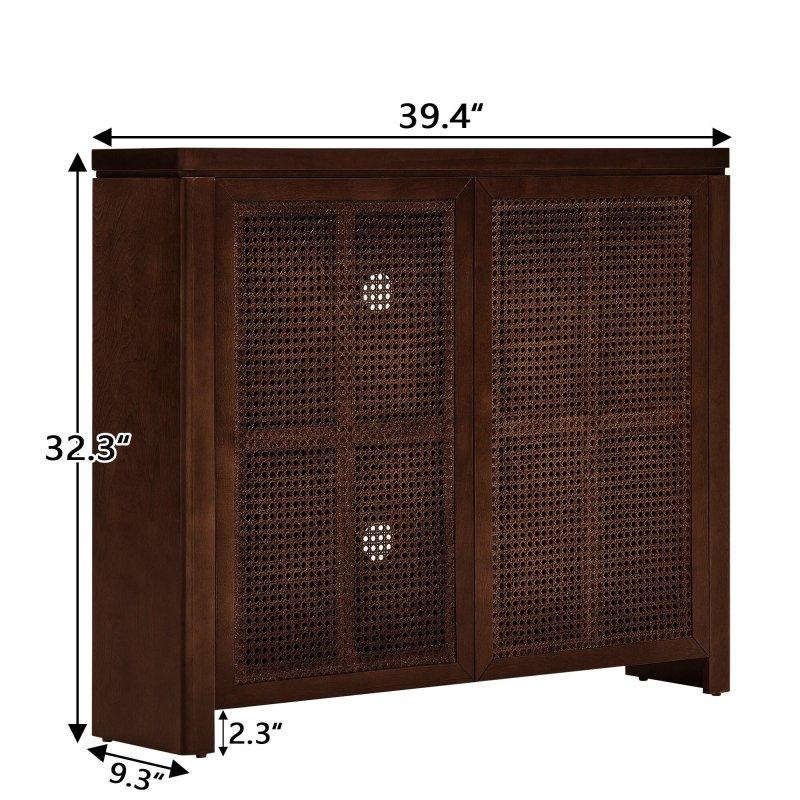 Doğal Rattan Kapaklı Ayarlanabilir Raflı Priz Delikli MDF Bohem Konsol - 101 cm - 325532