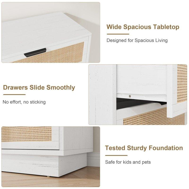 Doğal Rattan MDF 5 Çekmeceli Dikey Şifonyer - 310108