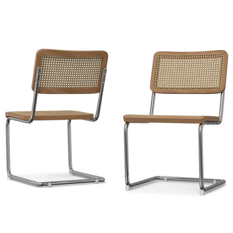 Doğal Rattan ve Krom Metal 2li Set Yemek Sandalyesi - 50x56x84 cm - 251763