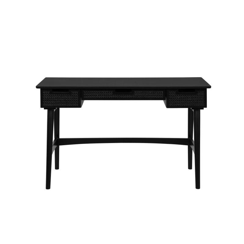 Doğal Rattan ve Masif Ahşap Çekmeceli Ofis Masası - 130x60 cm - 327687