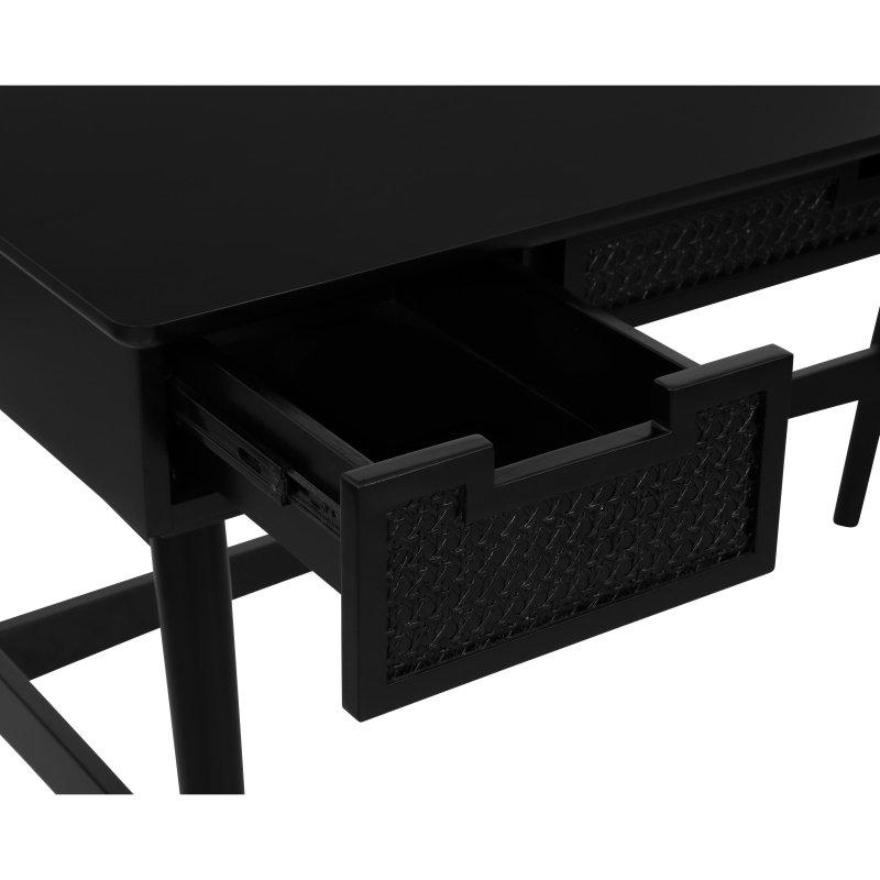 Doğal Rattan ve Masif Ahşap Çekmeceli Ofis Masası - 130x60 cm - 327687