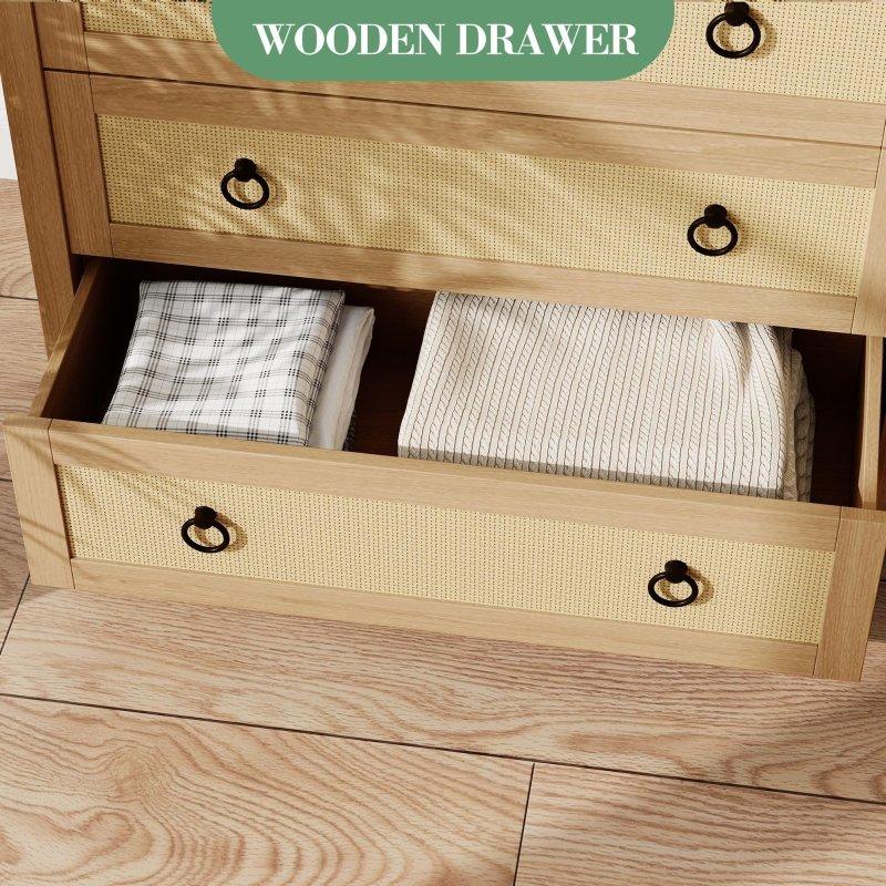 Doğal Rengi MDF Hasır Çekmeceli Şifonyer - 306944