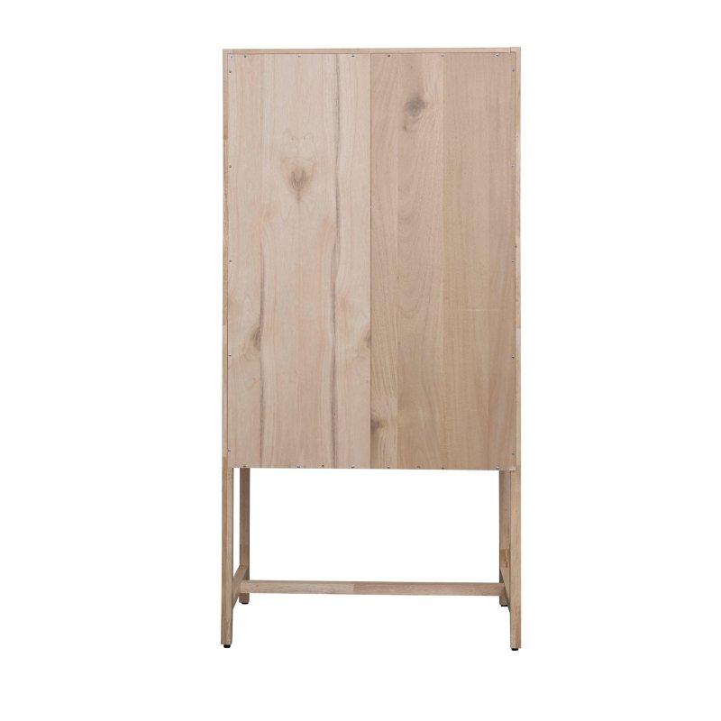 Doğal Renk Ahşap Hasır Örgülü Kapaklı Çekmeceli Kitaplık - 40x170 cm - 313326