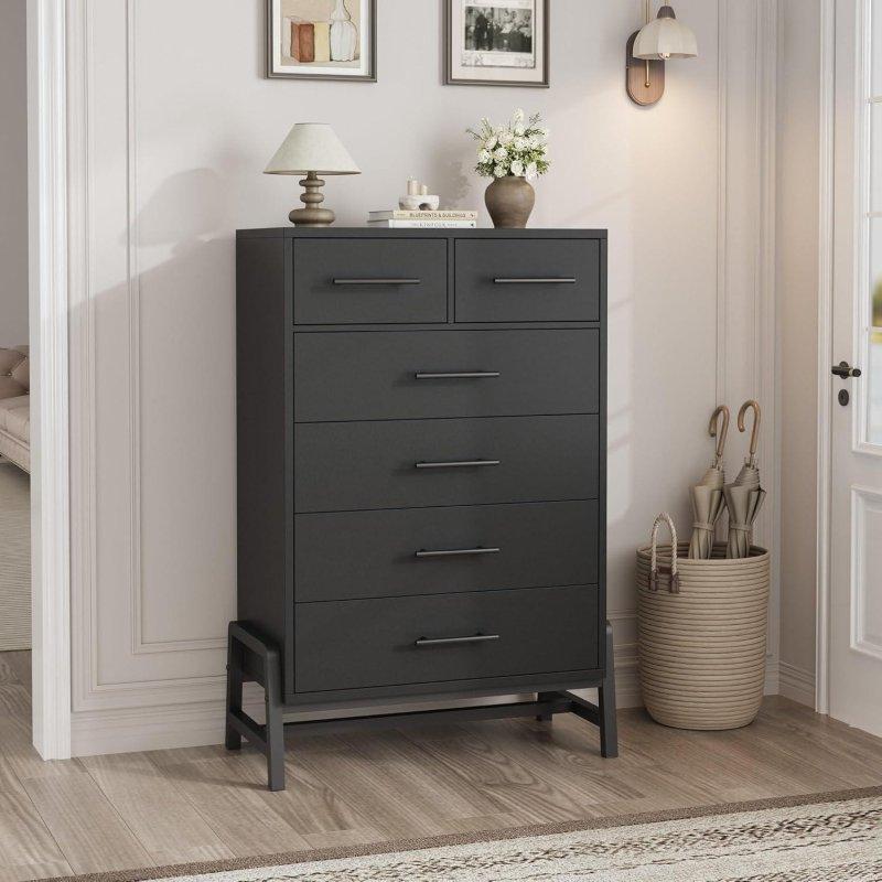 Doğal Renk MDF 6 Çekmeceli Yüksek Ayaklı Şifonyer - 75x40x119 cm - 307791