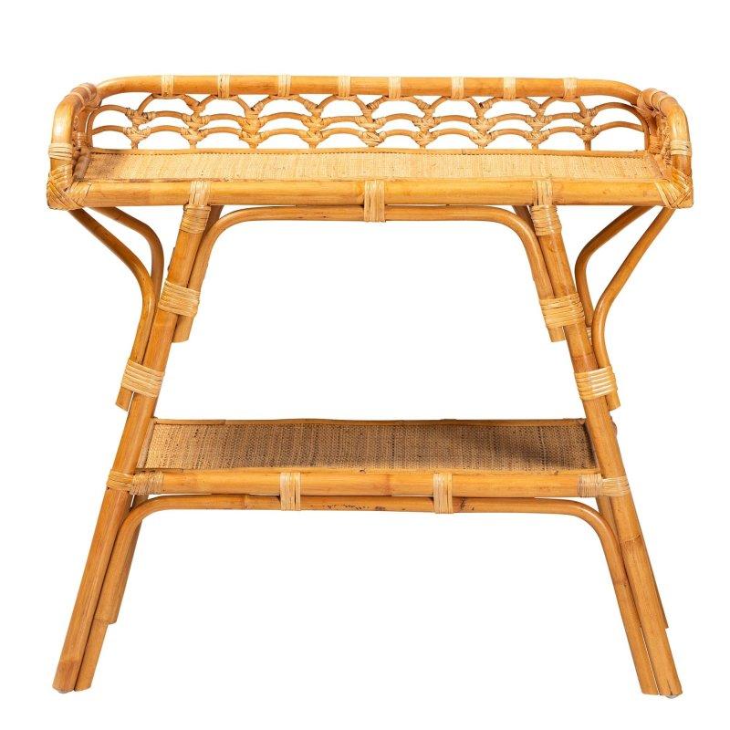 Doğal Renk Rattan El Yapımı İki Raflı Bohem Dresuar - 82 cm - 331725