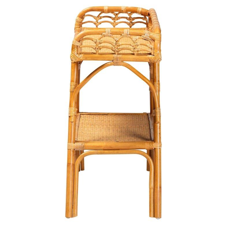 Doğal Renk Rattan El Yapımı İki Raflı Bohem Dresuar - 82 cm - 331725