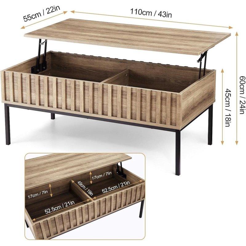 Doğal Renk Yivli MDF Akıllı Sehpa - 110 cm - 253683