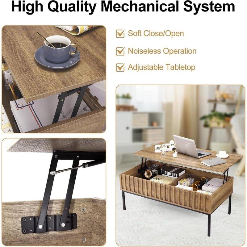 Doğal Renk Yivli MDF Akıllı Sehpa - 110 cm - 253683