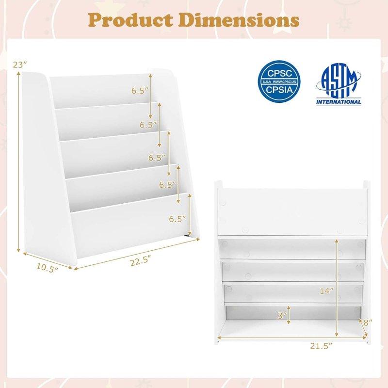 Doğal ve Beyaz Ahşap 4 Raflı Montessori Çocuk Kitaplık - 58x27x59 cm - 313728