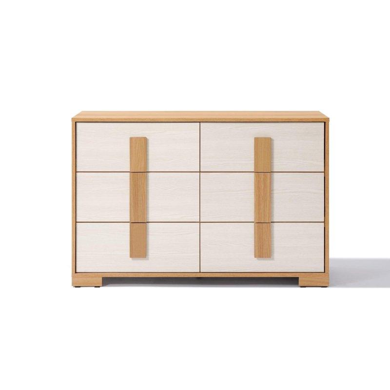 Doğal ve Beyaz MDF 6 Çekmeceli Yatay Şifonyer - 120 cm - 306929