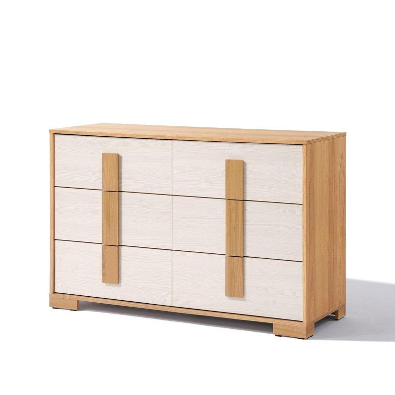 Doğal ve Beyaz MDF 6 Çekmeceli Yatay Şifonyer - 120 cm - 306929