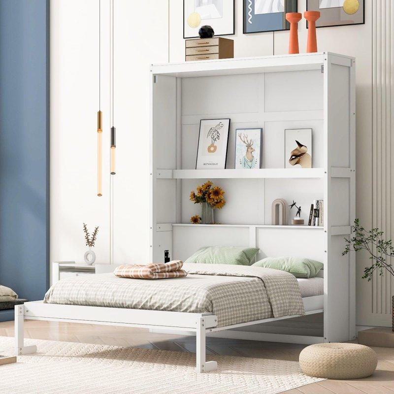 Dolaplı Çift Pistonlu MDF ve Kontrplak Çift Kişilik Duvar Yatağı - 261260
