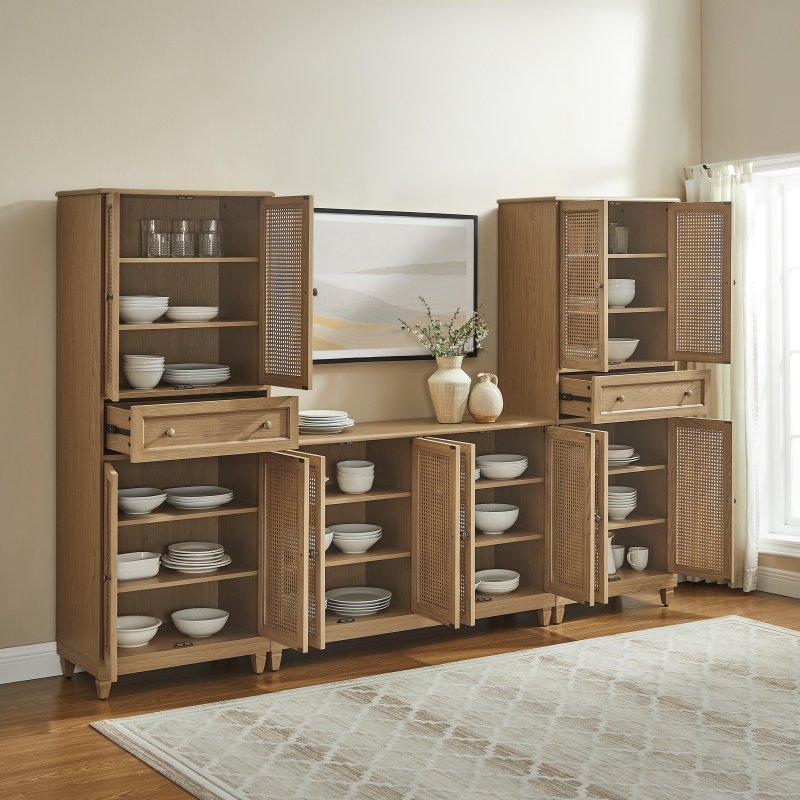Driftwood Rattan Kapaklı 3 Parça MDF Bohem Konsol ve Kiler Seti - 272 cm - 325471