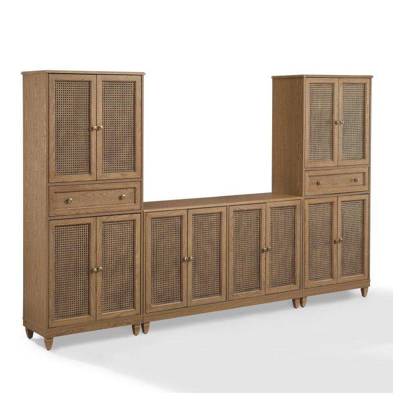 Driftwood Rattan Kapaklı 3 Parça MDF Bohem Konsol ve Kiler Seti - 272 cm - 325471