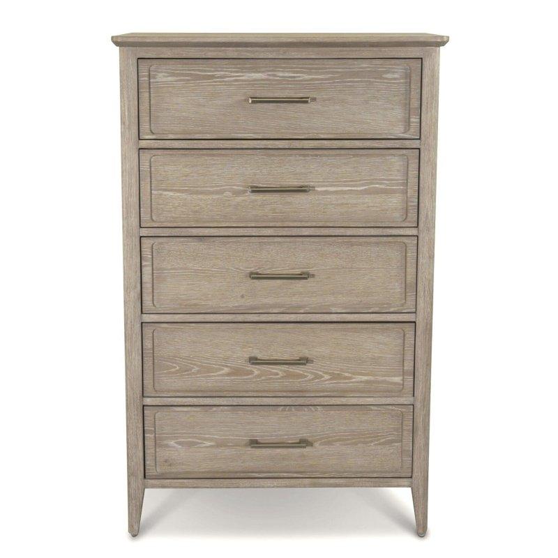 Driftwood Rengi Masif Meşe 5 Çekmeceli Dikey Şifonyer - 301294