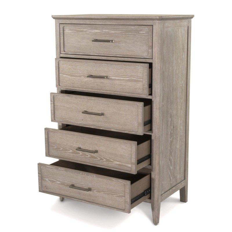 Driftwood Rengi Masif Meşe 5 Çekmeceli Dikey Şifonyer - 301294