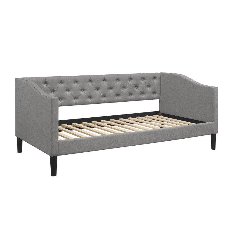 Düğme Kapitoneli Döşemeli Kumaş Tek Kişilik Daybed Karyola - 330664
