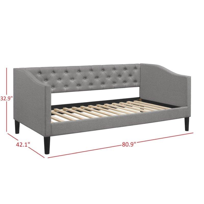 Düğme Kapitoneli Döşemeli Kumaş Tek Kişilik Daybed Karyola - 330664