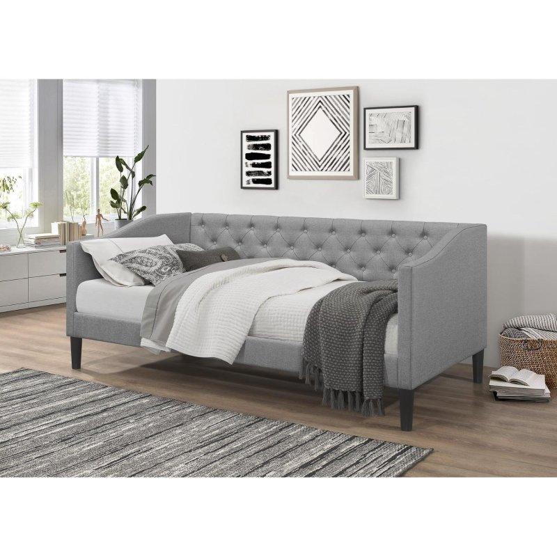 Düğme Kapitoneli Döşemeli Kumaş Tek Kişilik Daybed Karyola - 330664 Düğme Kapitoneli Döşemeli Kumaş Tek Kişilik Daybed Karyola - 330664