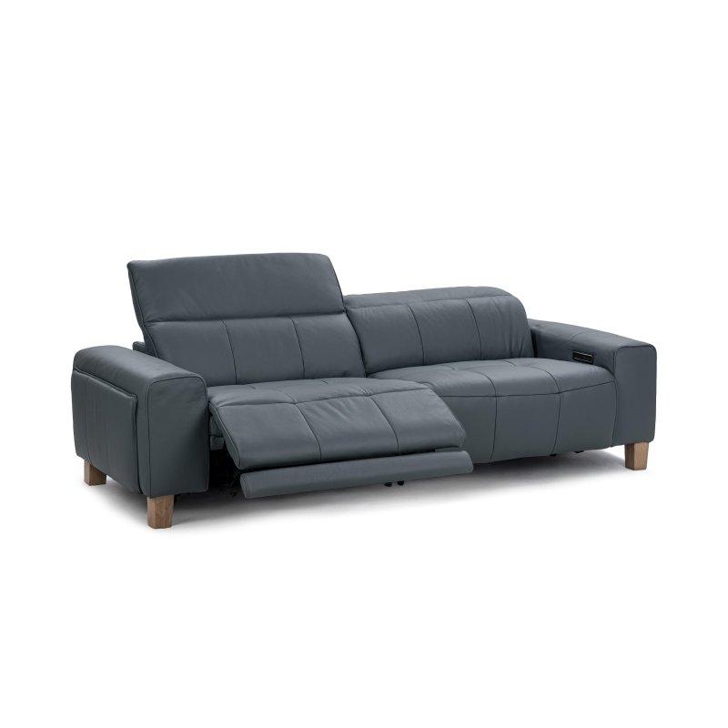 Duman Mavisi Hakiki Deri Sıfır Yerçekimi Teknolojili Elektrikli Mekanizmalı Bohem Koltuk - 234x106 cm - 280425