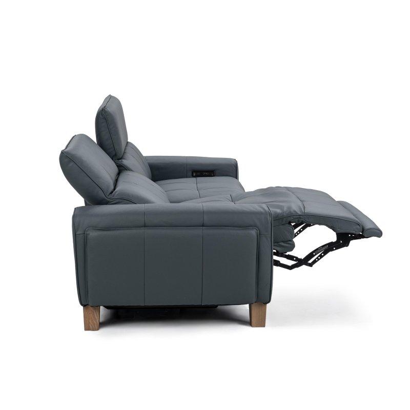 Duman Mavisi Hakiki Deri Sıfır Yerçekimi Teknolojili Elektrikli Mekanizmalı Bohem Koltuk - 234x106 cm - 280425