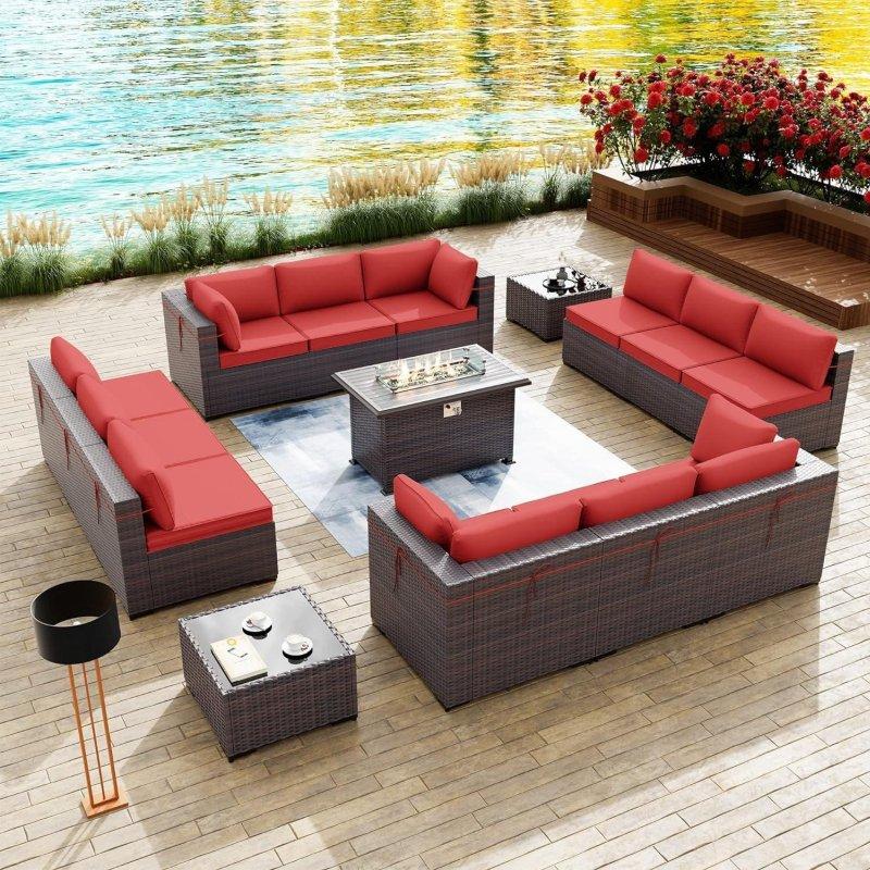 El Yapımı Rattan Ateş Çukurlu Modüler Bahçe Takımı - 15 Parça - 275677