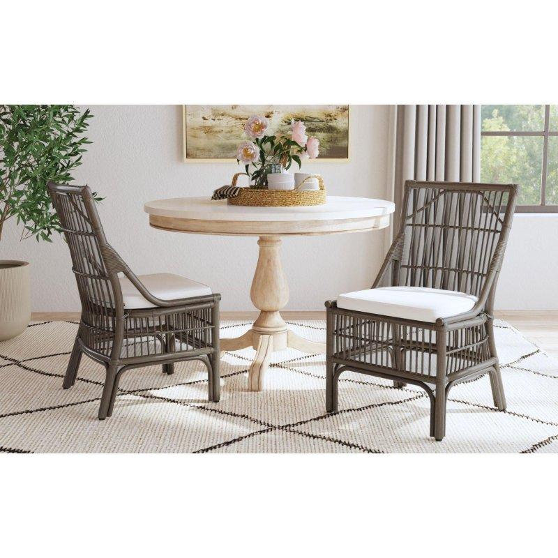 El Yapımı Rattan Çıtalı Sırtlı Minderli İkili Yemek Sandalyesi Seti - 253280