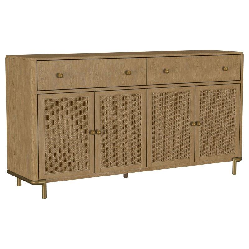 El Yapımı Rattan Kapaklı Masif Ahşap Çekmeceli Bohem Konsol - 166 cm - 325605