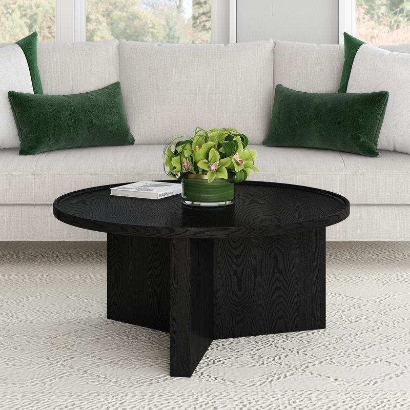 Endüstriyel Ahşap Kaide Ayaklı Yuvarlak Orta Sehpa - 82 cm - 245119